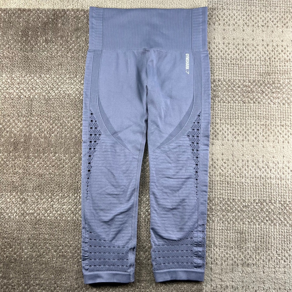 Gymshark Energy+ Seamless Cropped Leggings Periwinkle High Waist Small 21X18